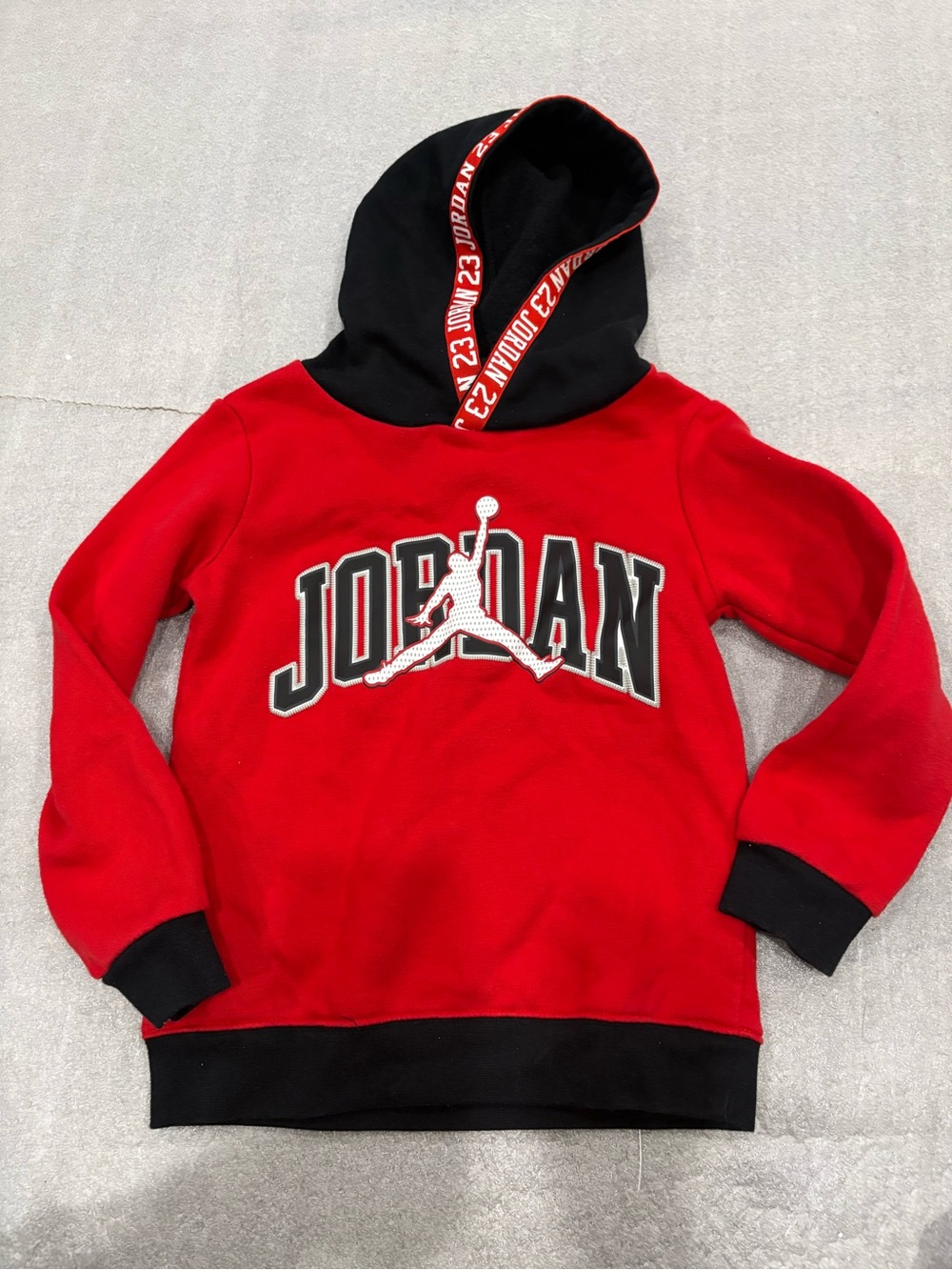Jordan Red and Black Pullover Hoodie with Logo